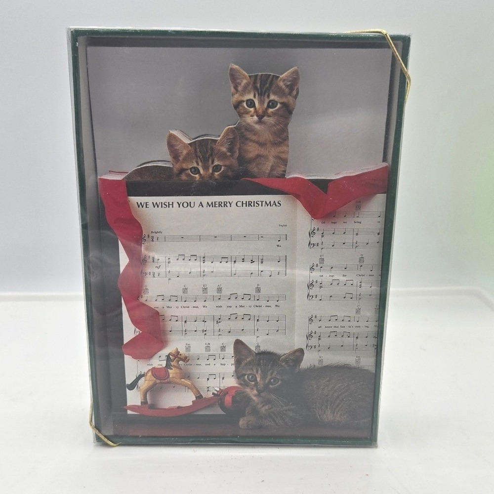 Vintage Portal Publications Christmas Kittens Music Sheet 3D Card Box‎ Set